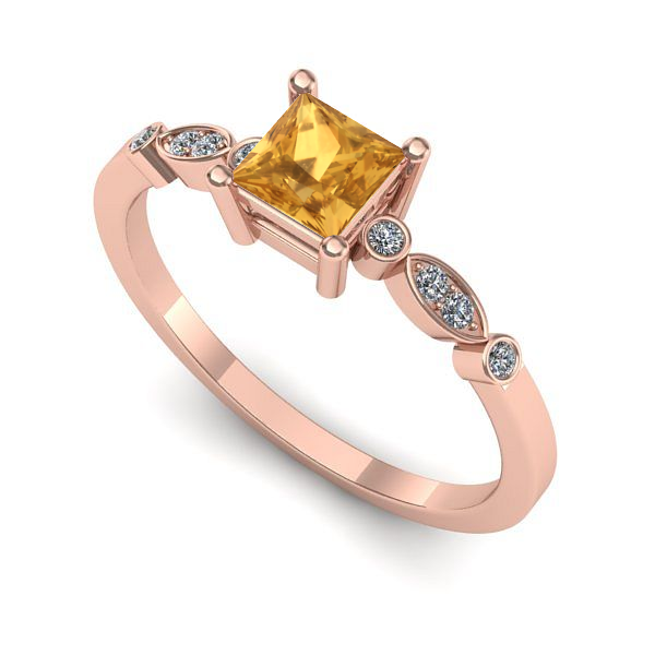 Inel din aur roz cu citrin