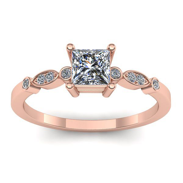 Inel cu diamant patrat