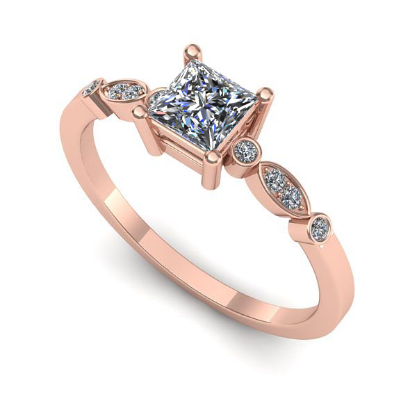 Inel logodna din aur roz cu diamant