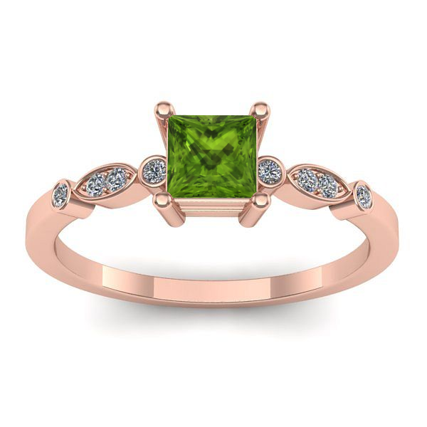 Inel cu peridot patrat