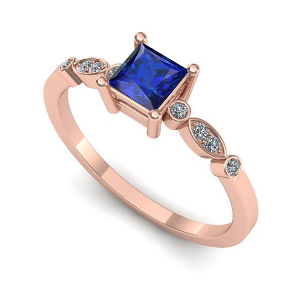 Inel din aur roz cu safir