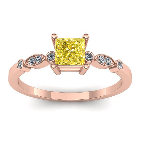 Inel de logodna cu safir galben patrat