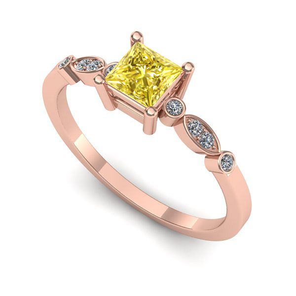 Inel logodna din aur roz cu safir galben