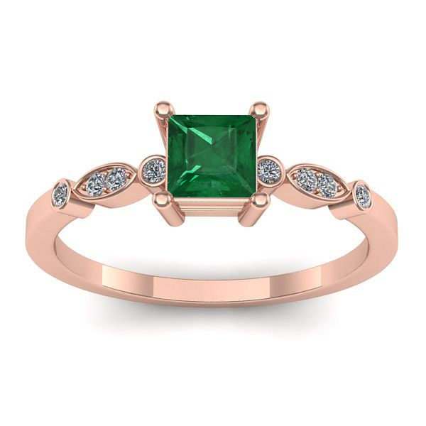 Inel logodna cu smarald patrat