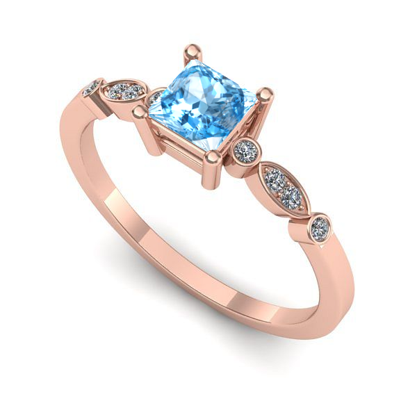 Inel din aur roz cu topaz blue