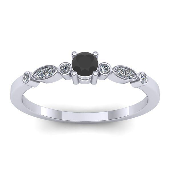 Inel cu diamant negru rotund