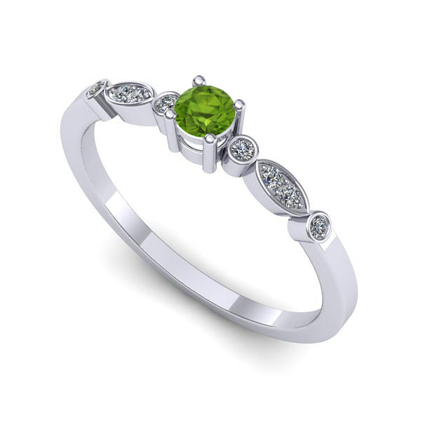 Inel de logodna din aur alb cu peridot