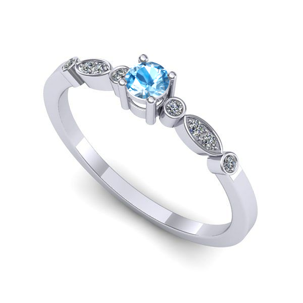 Inel de logodna din aur alb cu topaz blue