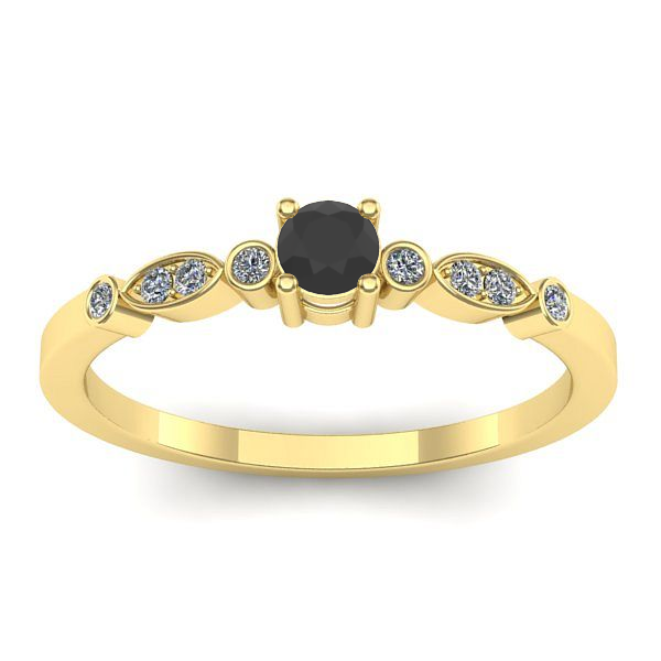 Inel logodna cu diamant negru rotund