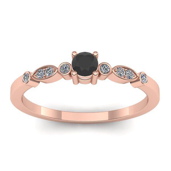 Inel de logodna cu diamant negru rotund