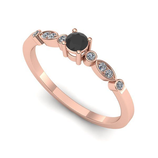 Inel din aur roz cu diamant negru