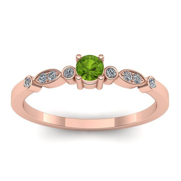 Inel logodna cu peridot rotund