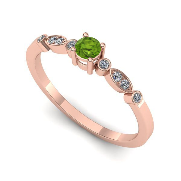 Inel logodna din aur roz cu peridot
