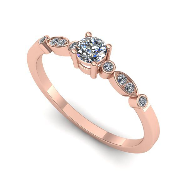 Inel logodna din aur roz cu diamant