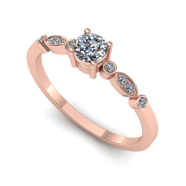 Inel logodna din aur roz cu diamant