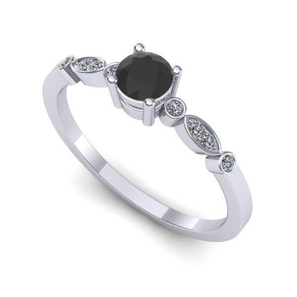 Inel din aur alb cu diamant negru