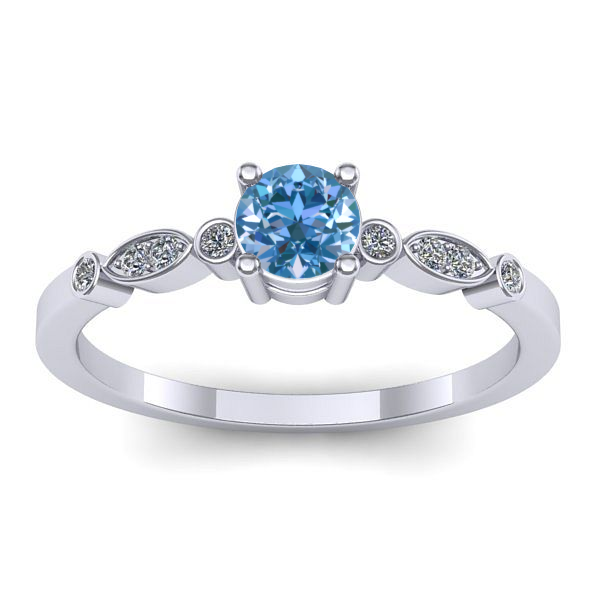 Inel de logodna cu diamant de laborator albastru rotund