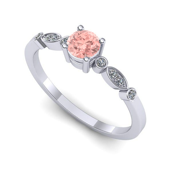 Inel din aur alb cu diamant de laborator roz