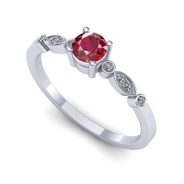 Inel logodna din aur alb cu rubin