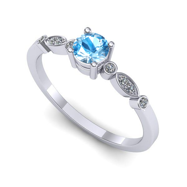 Inel din aur alb cu topaz blue
