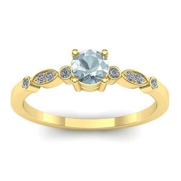 Inel logodna cu aquamarin rotund