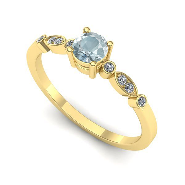 Inel din aur galben cu aquamarin