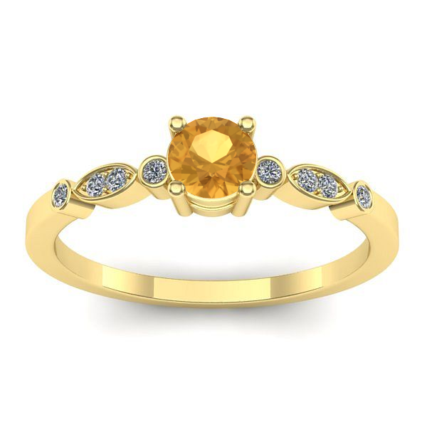 Inel cu citrin rotund