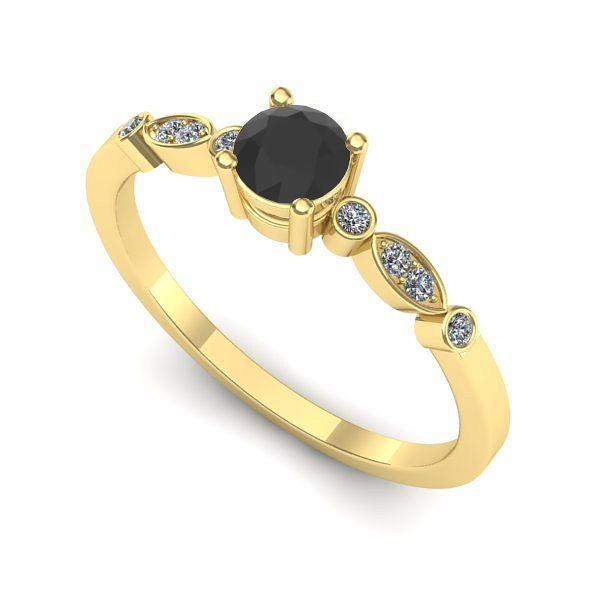 Inel din aur galben cu diamant negru