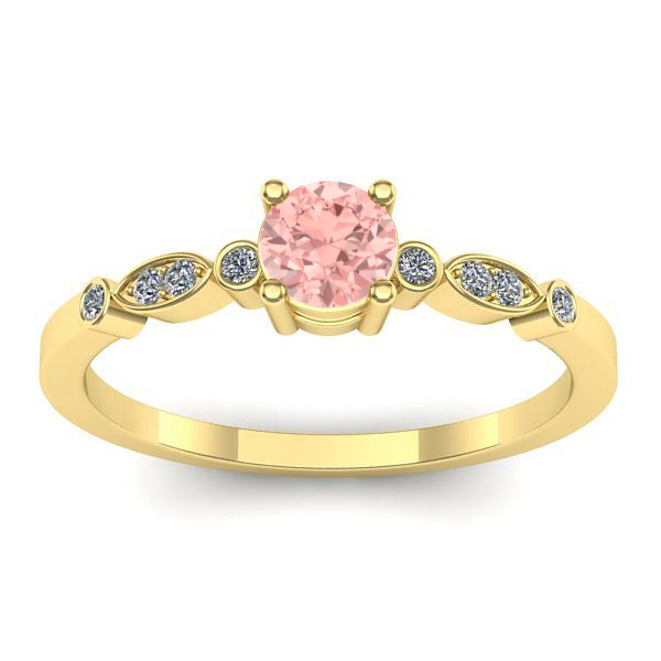 Inel cu diamant de laborator roz rotund