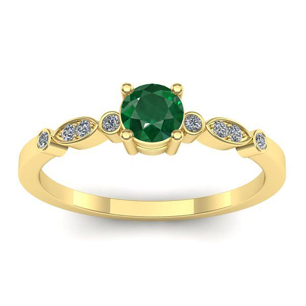 Inel de logodna cu smarald rotund