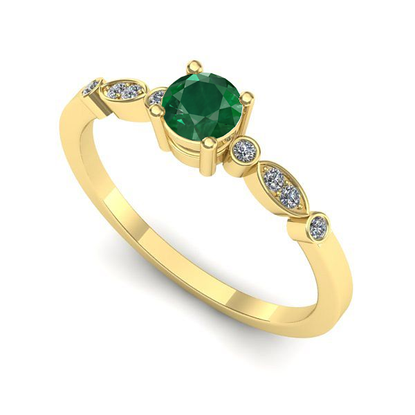 Inel logodna din aur galben cu smarald