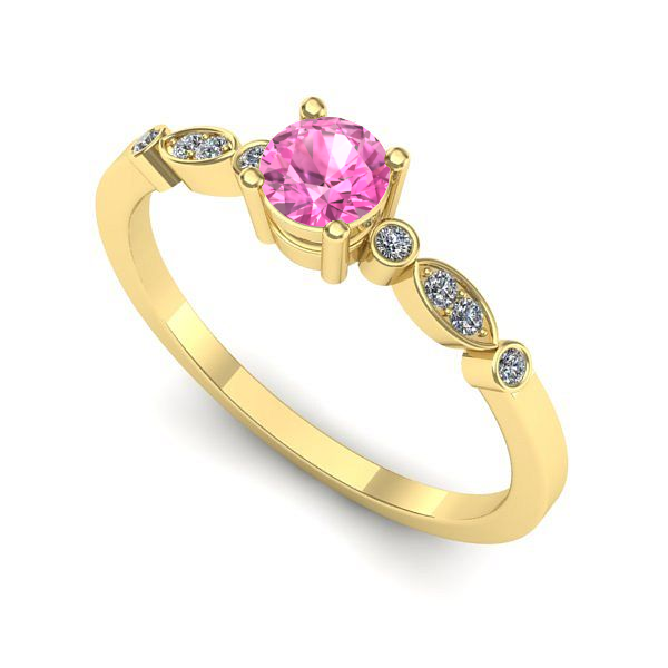 Inel de logodna din aur galben cu safir roz