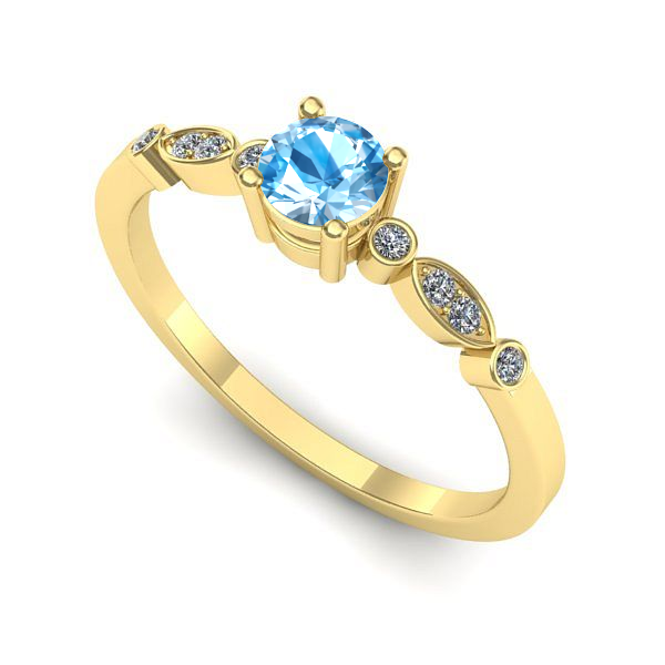 Inel logodna din aur galben cu topaz blue