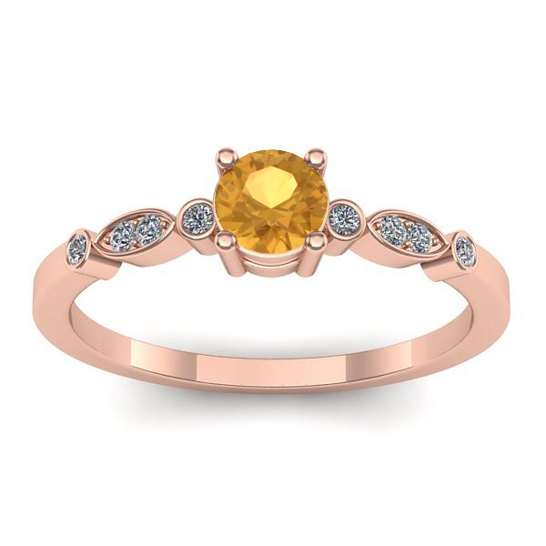 Inel logodna cu citrin rotund