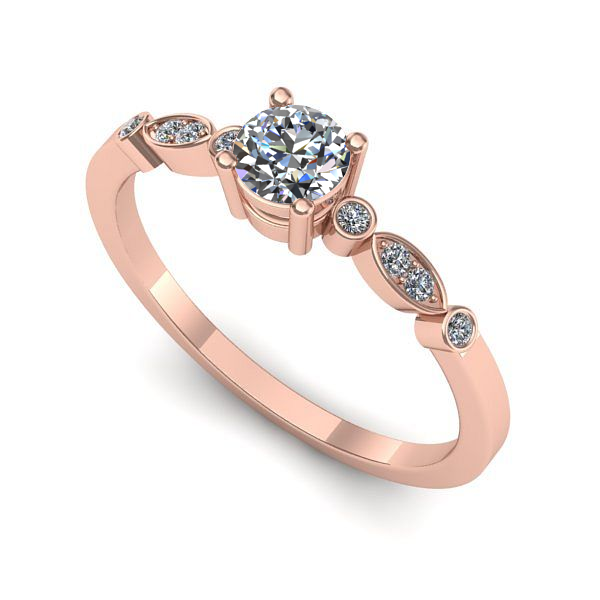 Inel de logodna din aur roz cu diamant