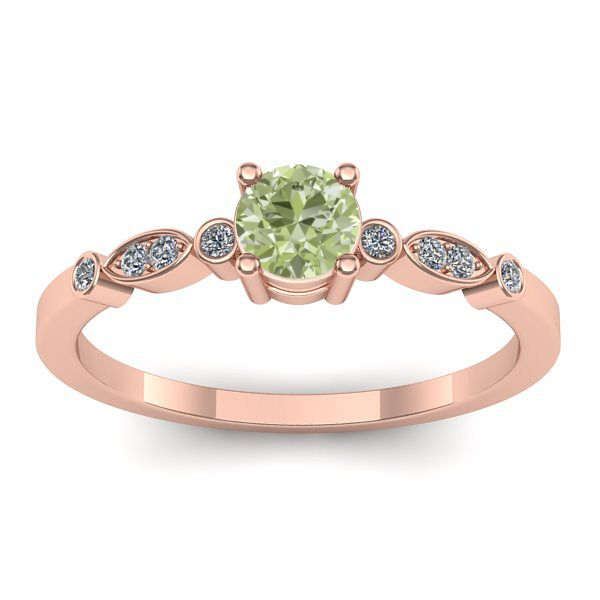 Inel cu diamant de laborator verde rotund