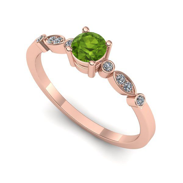 Inel de logodna din aur roz cu peridot