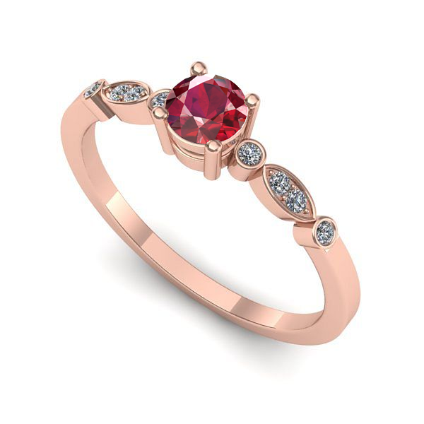 Inel logodna din aur roz cu rubin