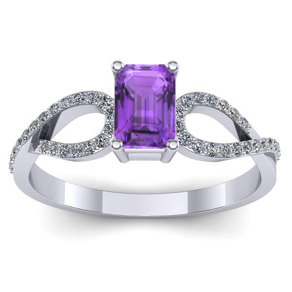 Inel logodna cu ametist dreptunghiular