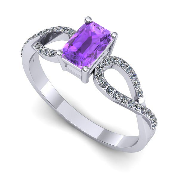 Inel de logodna din aur alb cu ametist