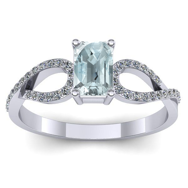 Inel cu aquamarin dreptunghiular