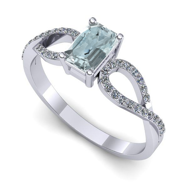 Inel de logodna din aur alb cu aquamarin