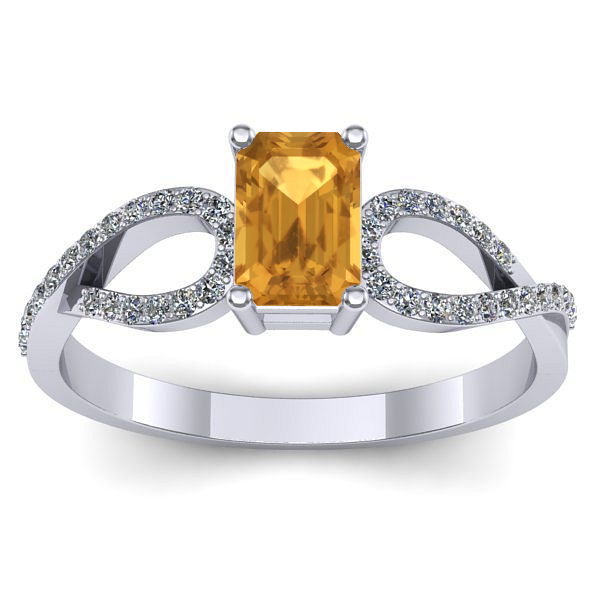 Inel logodna cu citrin dreptunghiular