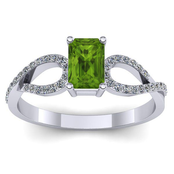 Inel de logodna cu peridot dreptunghiular