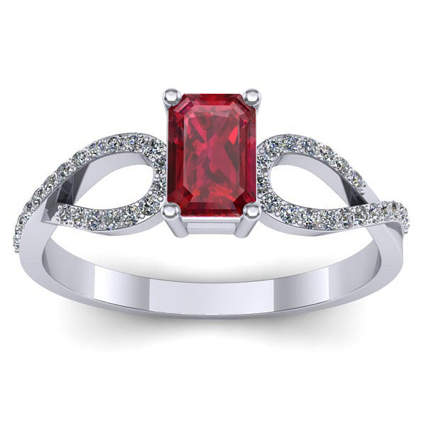 Inel de logodna cu rubin dreptunghiular