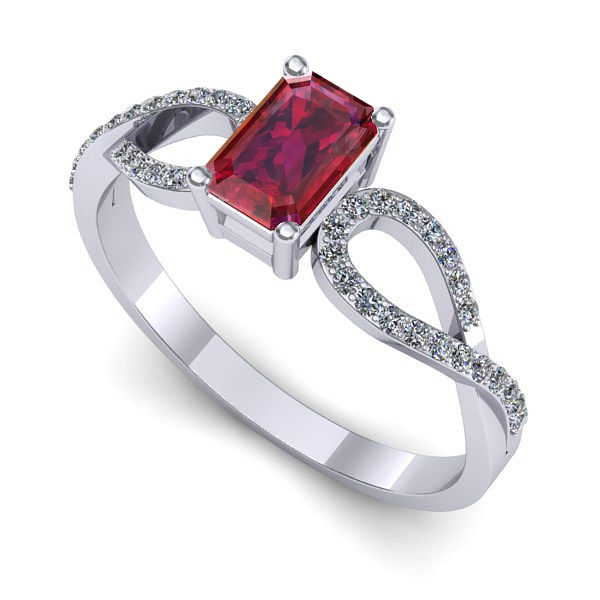 Inel logodna din aur alb cu rubin