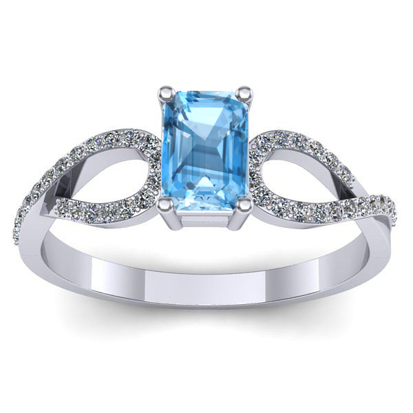 Inel cu topaz blue dreptunghiular