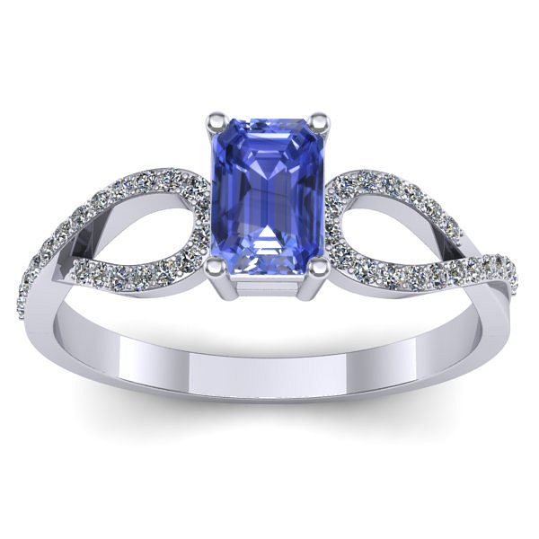 Inel de logodna cu tanzanit dreptunghiular
