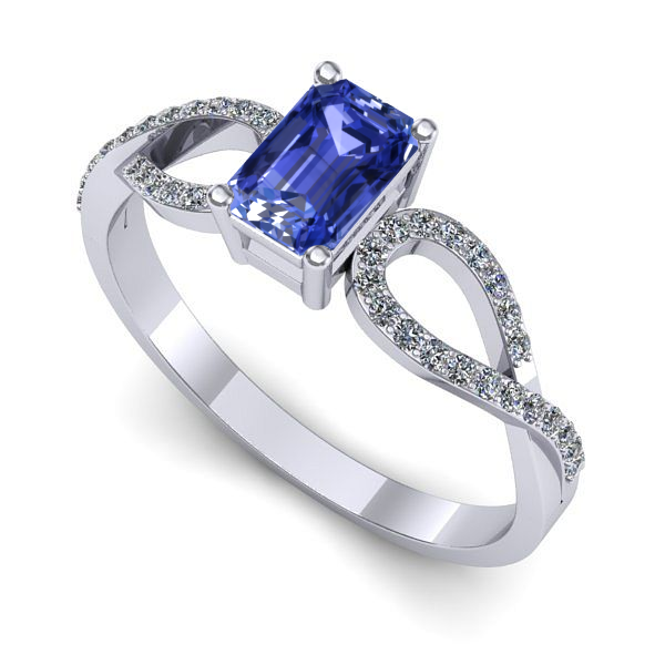 Inel din aur alb cu tanzanit