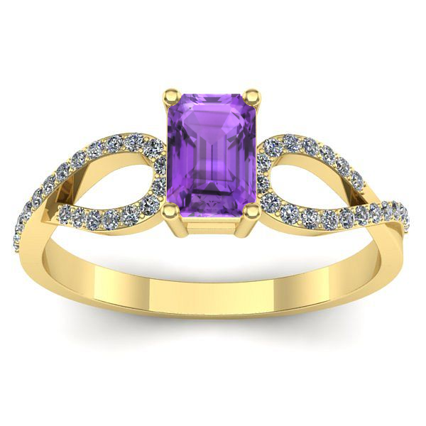 Inel logodna cu ametist dreptunghiular